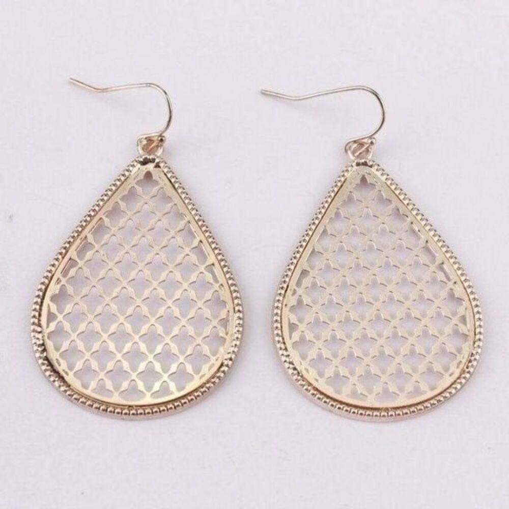 Rose Gold Filigree Drop Earrings